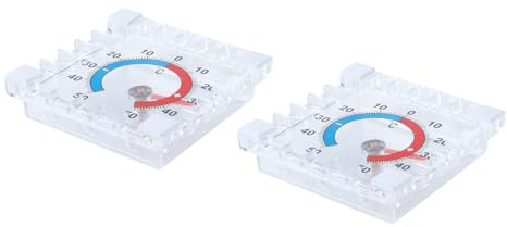Ausi 2 st. fönstertermometer utomhus självhäftande + 50 °C utomhustermometer fönster analog transparent kylskåpstermometer analog set