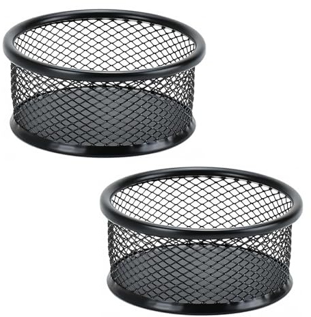 2 supporti per graffette in metallo nero a rete per graffette, ciotola, raccoglitore, clip dispenser da scrivania, organizer per casa, ufficio, classe, scuola, forniture da scrivania, dispenser