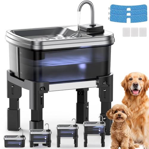 FEELNEEDY 9L Fuente para Perros con Soporte Ajustable en 3 Alturas