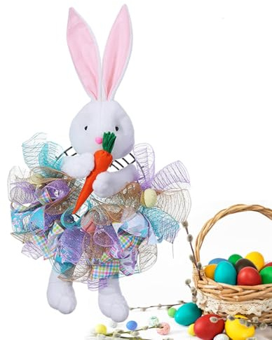 Corone Pasquali per Porta d'Ingresso,Coniglietto di Primavera - Ghirlanda Decorazione Primaverile per la Casa,per Interno ed Esterno, Camera da, Soggiorno, Sala da Pranzo, Cucina e Ingresso