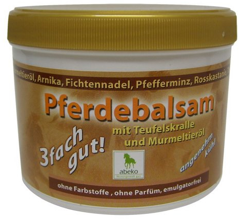 Abeko Lot de 2 pots de baume pour chevaux avec griffe du diable et huile de marmotte 500 ml