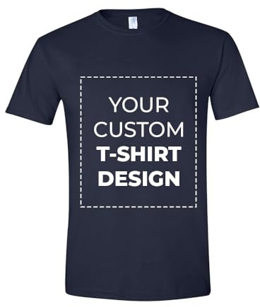 Custom Personalized Photo Adult Unisex Cotton Round Neck Shirt G640 Soft Style Customized Short Sleeve Men Women T-Shirt (US, Alpha, Large, Regular, Regular, Navy)