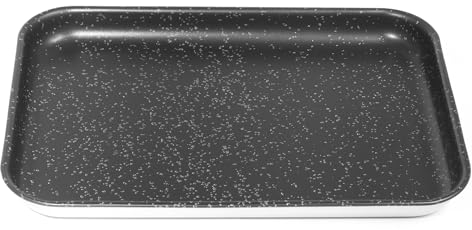 NAMAI - Teglia Pizza Rettangolare, 40CM x 28 CM, Alluminio Antiaderente, Design Effetto Pietra, Teglia Forno, Made In Italy (40cm x 28cm)