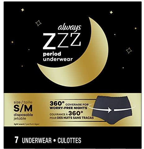 Always ZZZ 7 Pack Women Disposable Nightwear Underwear Nightwear Underwear S/M 360 Coverage