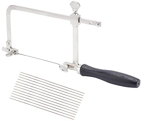 Pandahall Sierra en Forma de U Marco de Sierra de Corte Ajustable con 12 Hojas de Sierra en Espiral para Joyeros Pin de Ranura en U Pin con Abrazadera Sierra de Metal Herramientas para Hacer Joyas