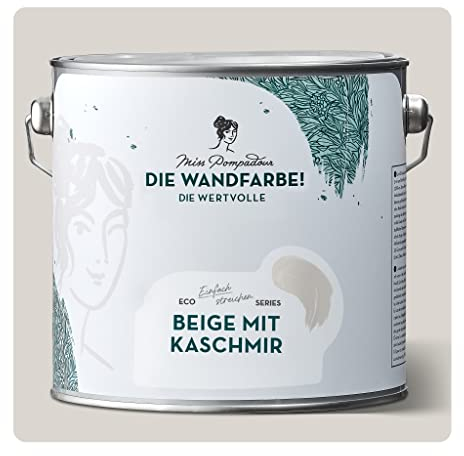 MissPompadour edelmatte Wandfarbe Beige mit Kaschmir 2,5L - sehr hohe Deckkraft - geruchsneutrale, spritzfreie Farbe - atmungsaktive, wasserbasierte Innenfarbe/Deckenfarbe - Die Wertvolle