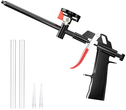 Ceisazira PU Schaumpistole, Bauschaum Pistole, Schneeschaum Lanze, Bauschaumpistole inkl. Düsenverlängerung, Schaumpistolen aus Metall, Schaumlanze Schwarz, Schaumspritzpistole zum Abdichten, Füllen