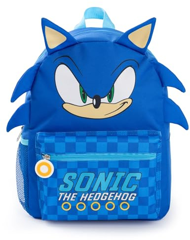 Sonic The Hedgehog Boys Backpack | Blue 3D Character Rucksack with Adjustable Straps | Gamer Practical & Organised Luggage Sports School Bag For Kids | Gaming Series Merchandise Gift