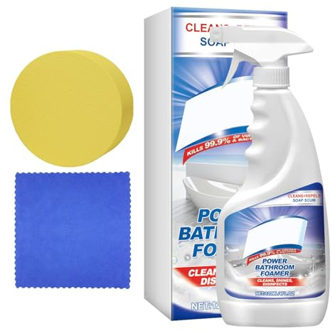 Badezimmer-Schaum, 120 ml, Badezimmer-Schmutzbekämpfer, Spray mit Handtuch und, Duschschaum, WC-Reiniger für Badezimmer, Duschen, Badewannen, Waschbecken, Toilette