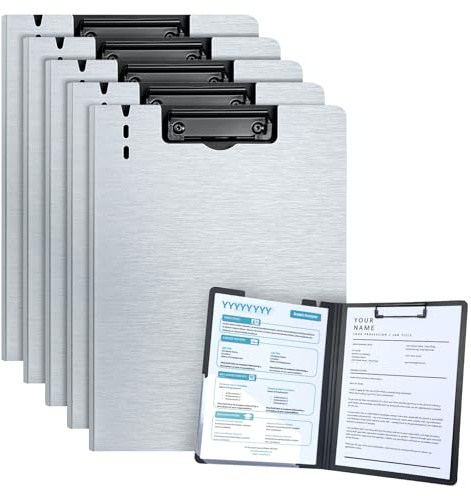 URbantin A4 Portapapeles con Pinza,5 Piezas Portapapeles con Tapa,A4 Clipboards Tablero de Escritura (Gris)