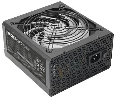 Tacens Radix ECO X 750, PC ATX Netzteil 750W, 6 Jahre Garantie, 87% Effizienz, SMD- und DC-DC-Technologien, Ultra-leiser AI-RPM 140mm FDB-Lüfter, Extra-Lange Flachkabel, Schwarz