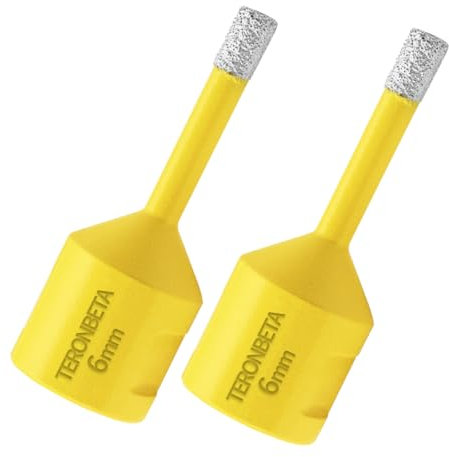 Teronbeta Punta per Trapano Diamantata 6mm x 2pcs, M14 Filetto Vacuum Brasato Foretto Sega a Tazza Diamantata per Piastrelle Porcellana Marmo Ceramica Granito