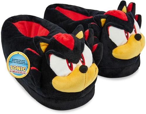Get Trend Shadow 3D Chaussons Enfant Garçon, Peluche Pantoufle Chauds Maison Semelle Antidérapante, Cosy Cadeau Gamer (33/34 EU, Noir Shadow)