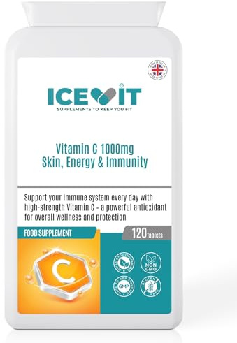 ICEVIT Vitamin C 1000mg High Strength, 120 Vegan Tablets, 4 Month Supply