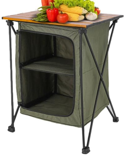 Generisch Armoire de cuisine extérieure - Station de cuisine portable offrant une solution de rangement spacieuse - Table de camping pliable - Armoire d'organisation - Pique-nique de fête - Zone de