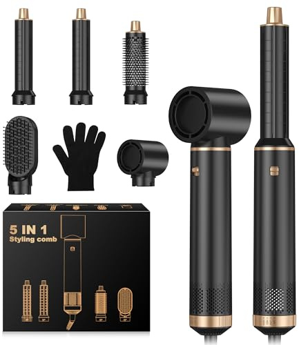 Hair Styler Air Brush 5 in 1,Hairstyer Airbrush 5 in 1, Air styer Airstyler Multi-Blow Dryer Brush Set with Curl, Straighten, Wavy, Smooth, Magic Styler for All Hair Types and Lengths