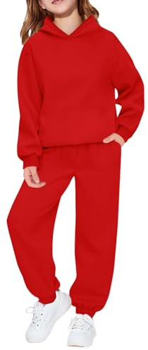Mjjsk Barn träningsoverall set flickor pojkar 2 delar sportkläder långärmad tröja med huva träningsbyxor outfit casual huvtröjor joggingbyxor set