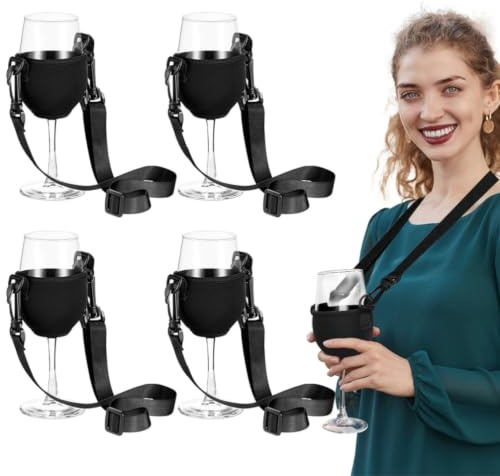 6 stycken vinglashållare för upphängning, vinglashållare för upphängning, bärbar vinglashållare för halsen, mugghållare, festival, vinglashållare för vinfest, födelsedag, bröllop, jul, fest