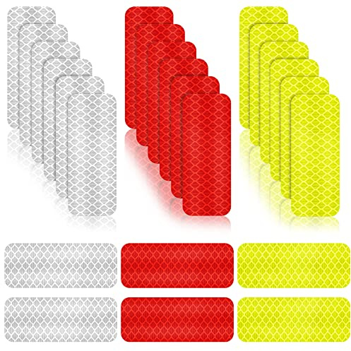 Zonon Warning Reflective Stickers Safety Night Visibility Adhesive Stickers Waterproof Reflective Tape Decal for Vehicle Motorcycle Bicycle, 1.18 x 3.25 Inch(24 Pieces)
