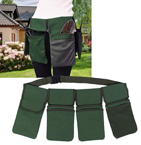 Ceinture à outils de jardin EBTOOLS, sac organisateur de jardin en toile résistante avec 4 poches amovibles et profondes, lavable, vert, 29 x 15 cm, 125 cm de long