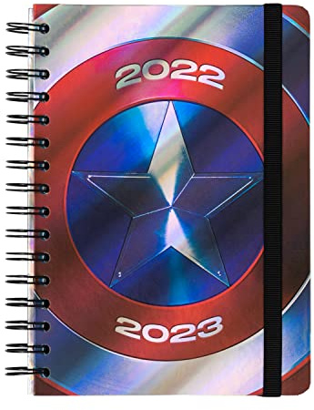 Grupo Erik Skolplanerare 2022 2023, Marvel Captain America skylt skolkalender 2022 2023, skolkalender, studentkalender, kalender för skolan, veckoplanerare 12 månader A5-format