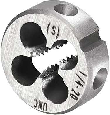 CoCud Redondo Roscado Matrices, 1/4-20 UNC Rosca, 9SiCr Aleación Herramienta Acero Tornillo Fresado Herramientas - (Aplicaciones: para Máquina Rosca Reparación), 1uds