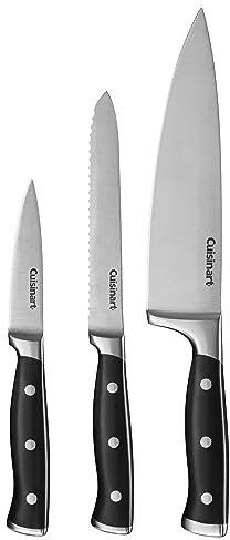 Cuisinart Classic Forged High-Carbon Stainless Steel full-tang Triple Rivet Knife Set With Black Blade Cover/Shealths (3-Piece)