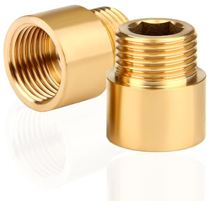 Prolunga rubinetto G1/2” x 15 mm,2 pezzi prolunga per rubinetto in ottone G1/2(interna Ø 19,5 mm x esterna Ø 20,3 mm) 15 mm,raccordo di prolunga,raccordo filettato
