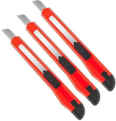 Kippen 1138X3 - Confezione da 3 pezzi di Cutter Autobloccante in Plastica con Lama a spezzare standard da 9 mm.