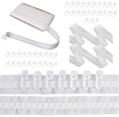 Gardinenband, Faltenband, Gardinenfaltenband, Abnehmbares Gardinenfutter, für Gazevorhänge, Fenstervorhänge, Türvorhang und Duschvorhang, Weiß (30mx2.5cm)