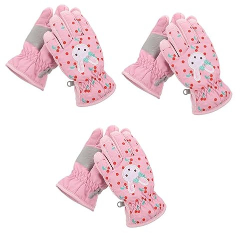 BESPORTBLE 3 Paare Skihandschuhe für ädchen Skifäustlinge für Damen wasserdichte Fäustlinge für Kinder Handschuhe Kinder kinderhandschuhe Schneehandschuhe Skihandschuh für Kinder Stoff Rosa