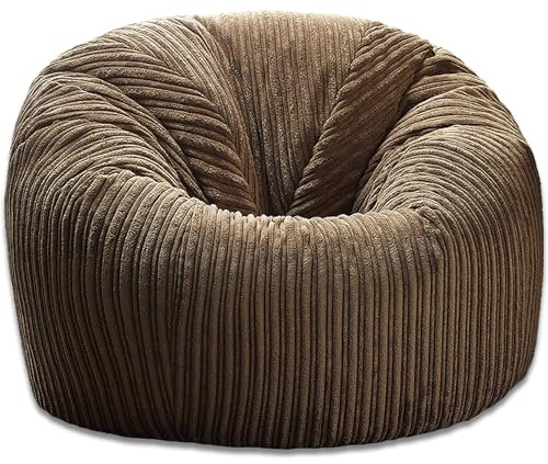 Beautiful Beanbags - XXL Jumbo Cord MEGA Classic Bean Bag Chair - Adult Size Ready Filled - Brown