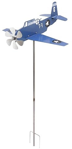 Girouette d'avion, girouette d'avion, Fer en Acier Inoxydable, Fer en Acier Inoxydable Rotatif, Moulin à Vent, Ornements de Cour pour Jardin, Patio, pelouse