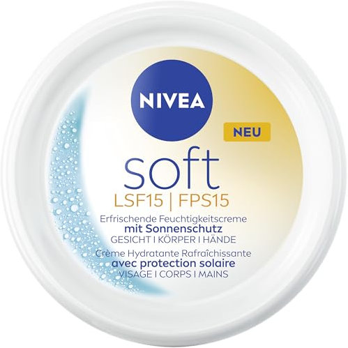 NIVEA Crema idratante morbida con protezione solare, crema leggera con fattore di protezione solare 15, crema per la pelle ad assorbimento rapido (100 ml)