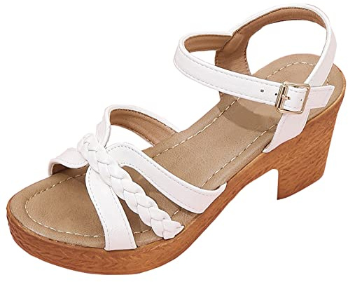 Luadnysin Sandales Femme Talon Chaussure Escarpins Petit Compensées Confortable Chaussures Orthopediques Blanche Sexy Chic Et Élégant Fermées Pieds Larges Été Compensee Sandale Compensée Confort #