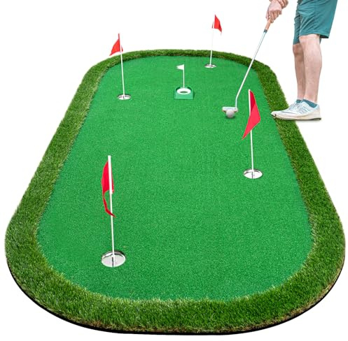 Wekin Golf Putting Green Training Mat,5x10ft Heavy Duty Artificial Turf Putting Green Mat for Indoor and Outdoor Party Game and Leisure Time