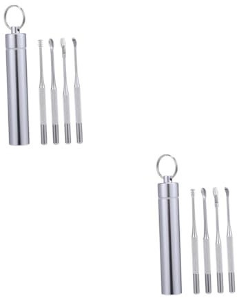 Healeved 2set Stainless Steel Öronrengöringssats Med Förvaringsficka Delar Spiralverktyg För Vuxna Bärbar Och Lätt För Hemmet Kontoret Och Resor