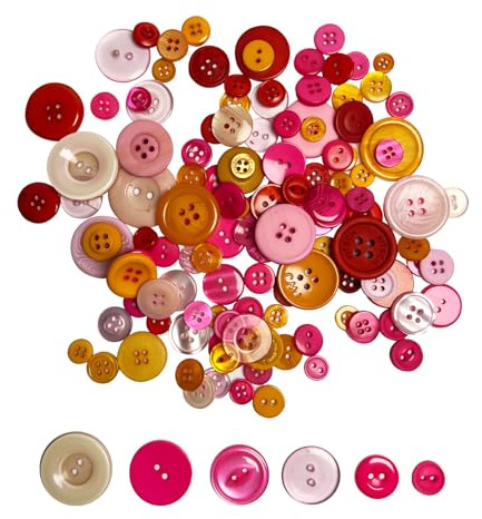 80-100 PCS Assorted Colored Resin Buttons for Sewing Crafts DIY Projects | Handmade Ornament - Multiform,Warm color tones