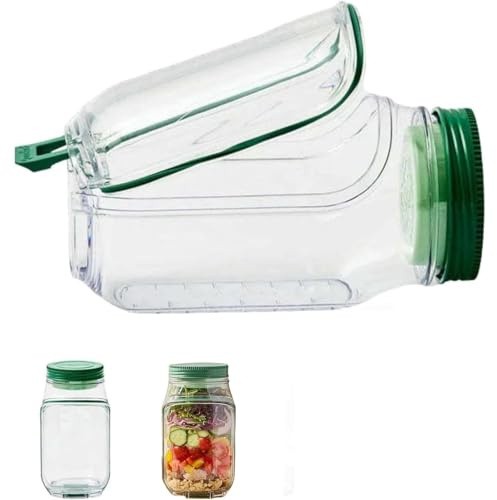 INPUS Salad pod jar,vertical layering salad pod built-in bowl,to-go with built-in bowl, jar side open with leak- proof sauce,containers plastic interval