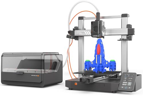 Anycubic Kobra 3 V2 Combo 3D Drucker Mehrfarbig, Bis zu 600 mm/s, Verbesserte Auto Nivellierung, Neue Düsen-Technologie, Aktive Filamenttrocknung, 4-Farben-Druck, Größe 255 x 255 x 260 mm