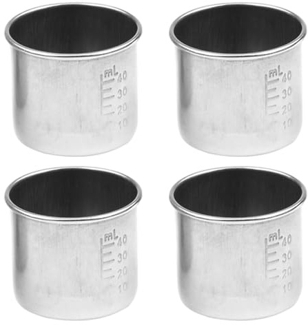 BESPORTBLE Misurino Multifunzione in Acciaio Inox 304 da 40Ml Set 4 Pezzi Tazze Graduate per Medicinali Misurazione Precisa e Resistente al Calore per Uso Domestico e Laboratorio