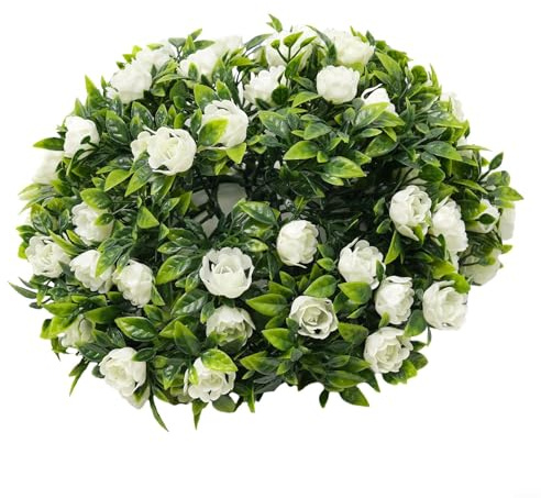 Sfera di rose in plastica da appendere, decorazione da giardino con elegante forma rotonda per soggiorno e ingresso (D 25 cm)