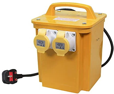 Faithfull Site Transformer - 3.3 kVA, 110V, 16A, 240V Input, Twin Outlet (2 socket) Heavy-Duty Waterproof IP44 Case with Thermal Overload Protection, Power Supply for Industrial Tools