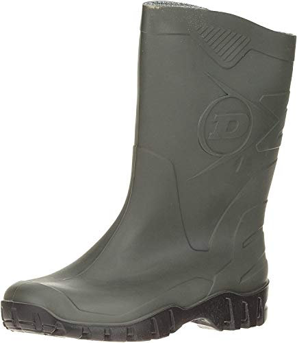DUNLOP Short Leg Half-Height Wellies Easier On & Off Good For Wider Calf Fitting,Green/Black Sole,9 UK