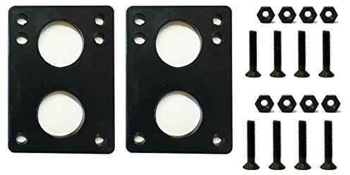 VJ Longboard Skateboard Riser Pads 12mm (1/2 ) Black w/Skateboard Screws Hardware BK 1.75 (12mm Riser w 1.75inch Screws)