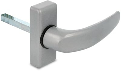 Amig - Poignée de porte à rosace - Modèle Delta - Fabriquée en aluminium - 121 x 72 mm - Carré de 8 mm - Idéale pour les portes intérieures ou extérieures - Design moderne - Finition : argentée