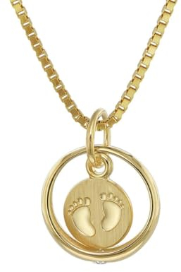 trendor Taufring Babyfüße Gold 585/14 Karat mit vergoldeter Kette 75395-42 42 cm