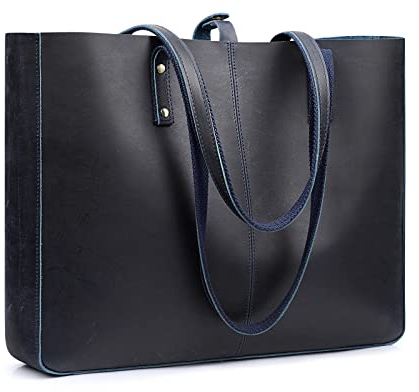 S-ZONE Damen Handtasche Vintage Crazy Horse Leder Große Shopper Tote Bag Schultertasche Arbeitstasche Datingstasche