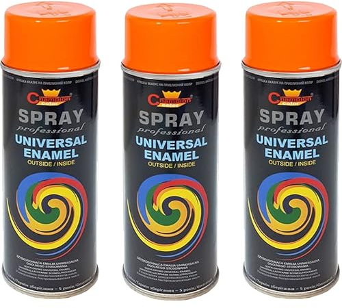 VE-INDUSTRIES Lackspray nach RAL 3er Sparpack Spraydose 400ml Buntlack für Holz, Metall (2004 Reinorange)