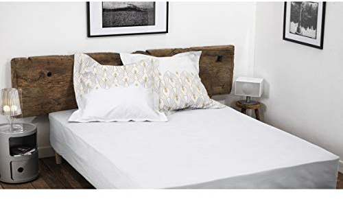 HOME LINGE PASSION, Lenzuolo con angoli, 160 x 200 + 30 cm, 100% cotone, 57 fili, colore: Bianco